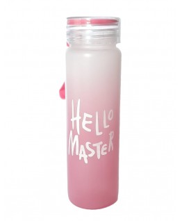 Hello master glass bottle pink